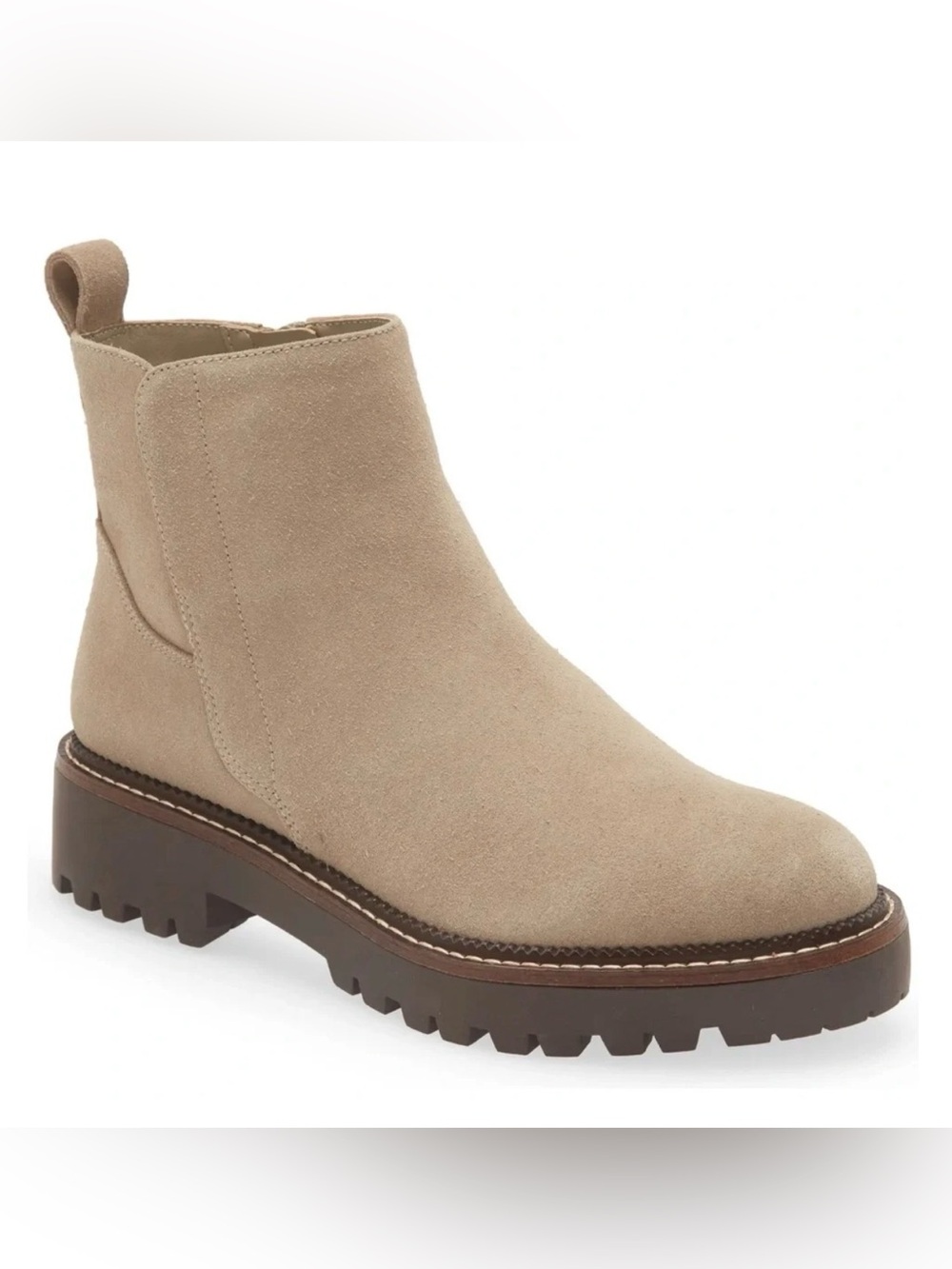 Nordstrom Caslon Miller Water Resistant Suede Chelsea Lug Sole Boots Ankle 7